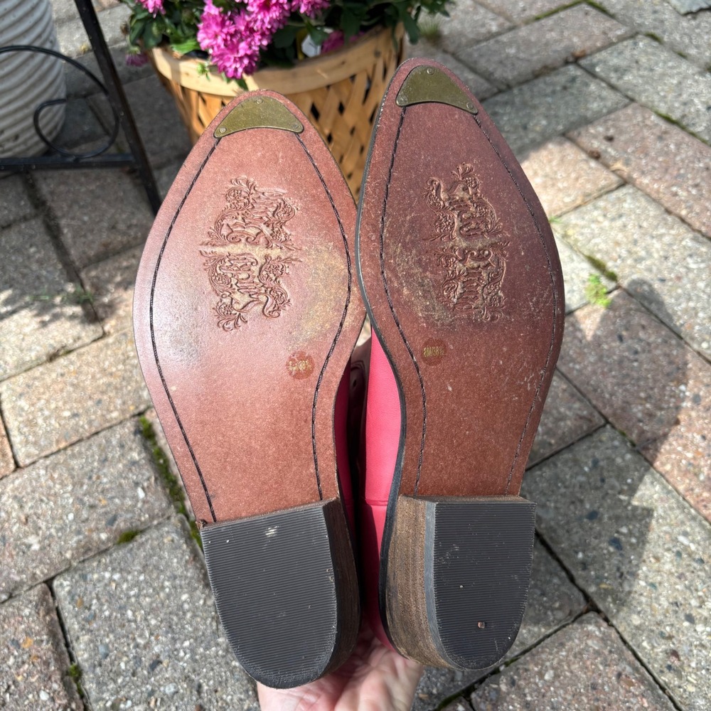 Lucky Brand Chantelx Wine Red Leather Western Ankle Boots Pointed Toe 8M 38.5 - Picture 8 of 9